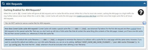 wordpress plugins - comet cache - 404 requests